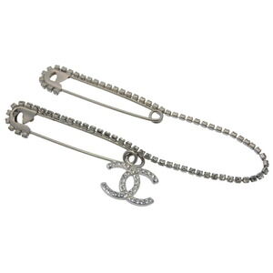 CHANEL Silver Logo Brooch